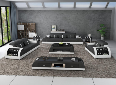 Sofagarnitur 3 2 1 Sëtz Set Sofa Këssen Couch Lieder Relax Wunnzëmmer-Set Nei