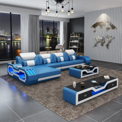 Designer Wunnlandschaft Polster L-Form Ecksofa Eck Garnitur Sofa Couch Eck Led.