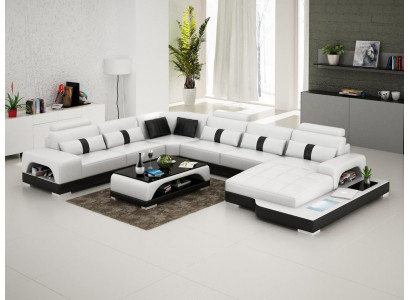 Eckgarnitur Lieder-Sofa Design Luxus Wunnlandschaft led Sofa Couch Polster Ecksofa