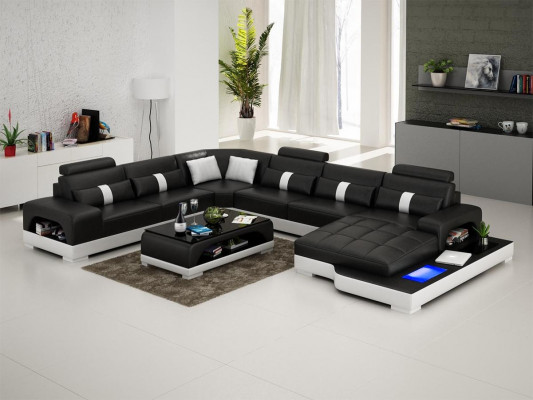 Eckgarnitur Lieder-Sofa Design Luxus Wunnlandschaft led Sofa Couch Polster Ecksofa