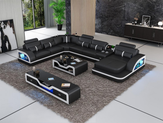 Eckgarnitur Ledersofa Design Ecksofa Luxus Wunnlandschaft Liedergaach Couch Polster.