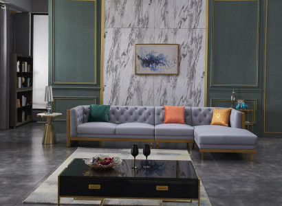 Wunnlandschaft Ecke Sofa L-Form Couch Sëtz Polster Set Garnitur Sofa Luxus Miwwelen