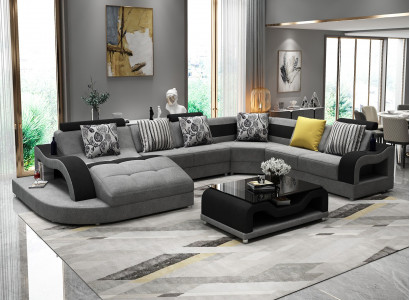 Canapé Ecksofa U Form Couch Polster Designer Téin Big Stoffsofa Wunnlandschaft