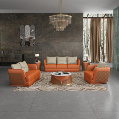 Ledersofa Canapé Wunnlandschaft 3 2 1 Sëtzer Garnitur Design Modern Canapéen Couchen