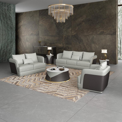 Ledersofa Canapé Wunnlandschaft 3 2 1 Sëtzer Garnitur Design Modern Canapéen Couchen