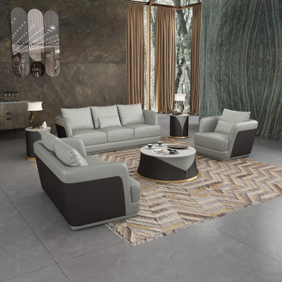 Ledersofa Canapé Wunnlandschaft 3 2 1 Sëtzer Garnitur Design Modern Canapéen Couchen