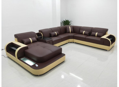 Ledersofa Design Sofa U Form Wunnlandschaft Canapé Polstersofa Ecksofa Garnitur Nei