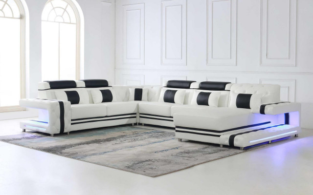 Ecksofa Sofa U-Form Couch Polster Designer Lieder Grousst Ledersofa Wunnlandschaft