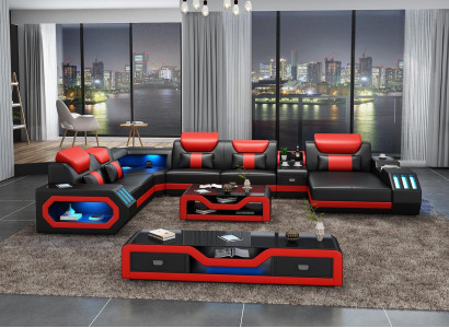 Design grousse Sofa mat USB Ecksofa Couch Wunnlandschaft U Form Lieder Textil Ecker.