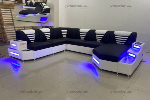 Design Modern Sofa Canapé Ecksofa U-Form Liederkanapé Wunnlandschaft Ecksofa