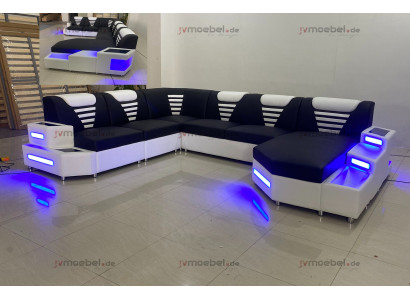 Design Modern Sofa Canapé Ecksofa U-Form Liederkanapé Wunnlandschaft Ecksofa