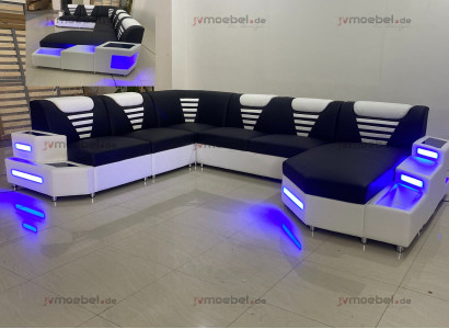 Design Modern Sofa Canapé Ecksofa U-Form Liederkanapé Wunnlandschaft Ecksofa