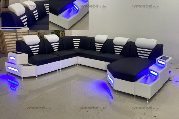 Design Modern Sofa Canapé Ecksofa U-Form Liederkanapé Wunnlandschaft Ecksofa