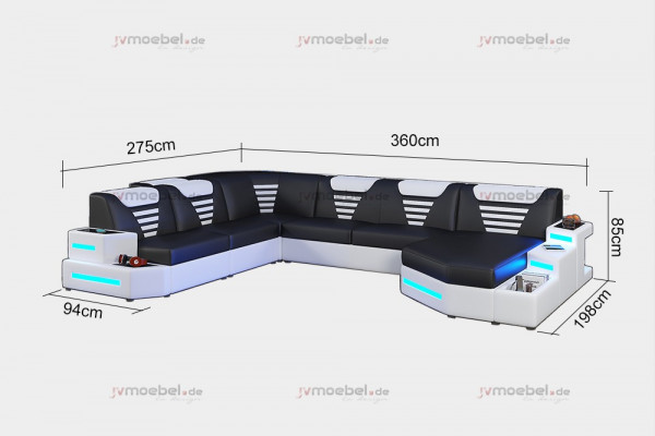 Design Modern Sofa Canapé Ecksofa U-Form Liederkanapé Wunnlandschaft Ecksofa
