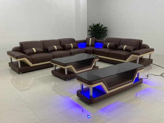 Wunnlandschaft L-Form Ecksofa Comptisch Sideboard Design Wunnlandschaft USB 3tlg