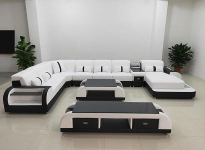 Wunnlandschaften Ecksofa Couch Garnitur Lieder Polster Sëtz Eck Sofa USB Sound