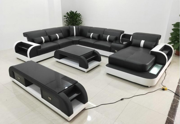 Garnitur Design Wunnlandschaft Ecksofa Sofa Couch U-Form Couchtisch Lieder 2-delig