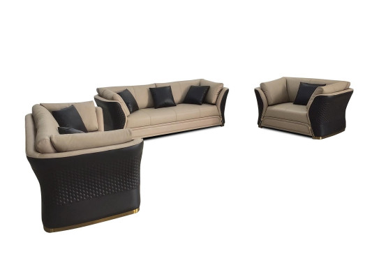 Ledercouch Couch Landschaft Sofaensemble Design Couchen 321-Sëtzer