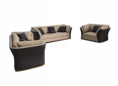 Ledercouch Couch Landschaft Sofaensemble Design Couchen 321-Sëtzer