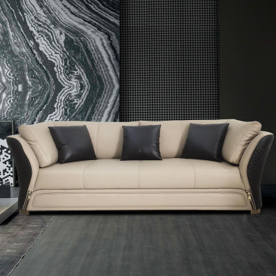 Ledercouch Couch Landschaft Sofaensemble Design Couchen 321-Sëtzer