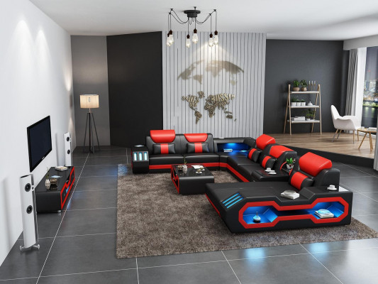 Eckcouch a U-Form, Couchtisch, Polster Eckgarnitur, Ecksofa, Sofa, Polstersëtz, Ecke.