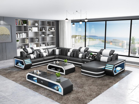 Ecksofa Polster Ecksofa U Form Sideboard Couchtisch Ledersofa Wunnlandschaft Nei