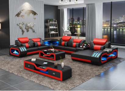 Wunnlandschaft Couch Polster Garnitur Canapé 3stéck. Set Couchtisch Sideboard Lieder
