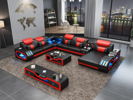 Wunnlandschaft Couch Polster Garnitur Canapé 3stéck. Set Couchtisch Sideboard Lieder