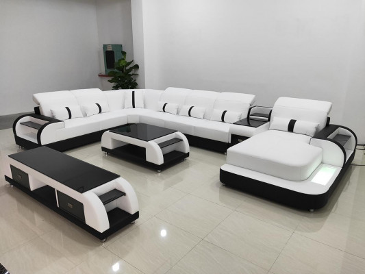 Wunnlandschaft Couch Polster Sofa Garnitur 3-delig Set Couchtisch Sideboard Lieder.