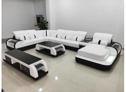 Wunnlandschaft Couch Polster Sofa Garnitur 3-delig Set Couchtisch Sideboard Lieder.