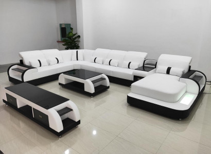 Wunnlandschaft Couch Polster Sofa Garnitur 3-delig Set Couchtisch Sideboard Lieder.