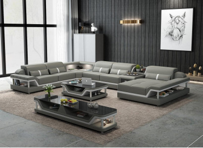 Wunnlandschaft U Form Eckcanapé Couchtisch Sideboard Design Wunnlandschaft 3tlg