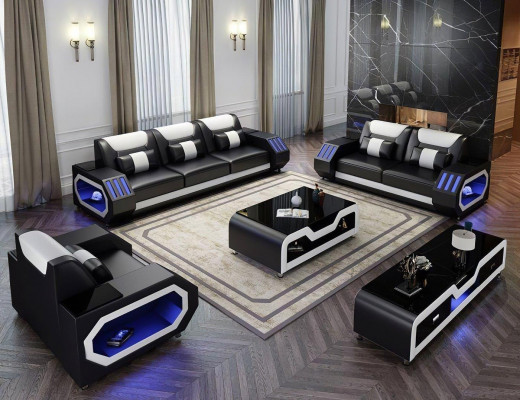 Komplett Set Sofagarnitur 321 Sëtzer Couchtisch Design Wunnlandschaft 4tlg. nei