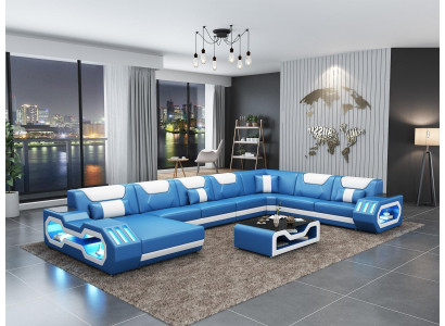 Ecksofa U-Form Couchtisch Couch Design Grau Polster Lieder Modern Wunnlandschaft