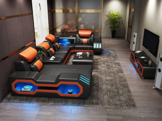 Moderne Design Wunnlandschaft Canapé Eckcanapé Couch Polster rtv Couchtisch Lieder