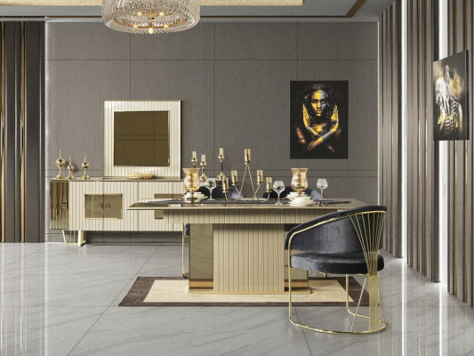 Stull schwaarz Luxus Iesszëmmer schéin Miwwelen Design elegant Still modern Holz