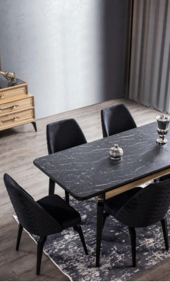 Stull Iesszëmmerstull Modern Holzzdullen Design Iesszëmmer Elegante Metall Nei