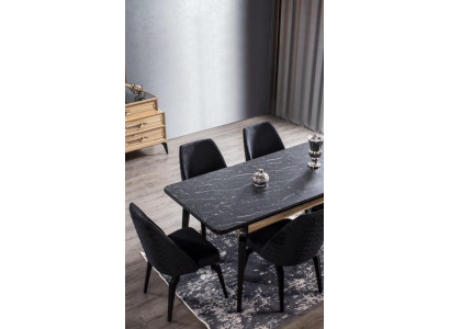 Stull Iesszëmmerstull Modern Holzzdullen Design Iesszëmmer Elegante Metall Nei