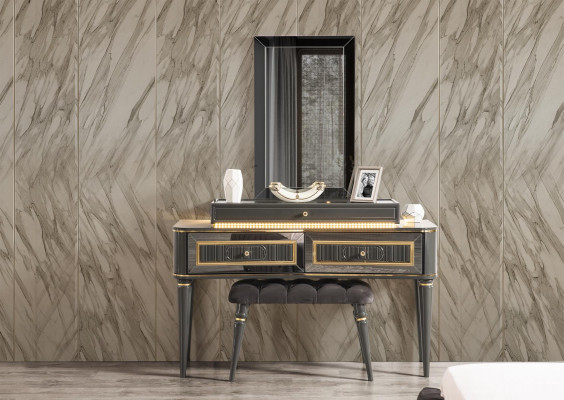 Make-up-Dësch Konsole Schlofzëmmer Miwwelen Kommode Konsolen Design Schemel Set