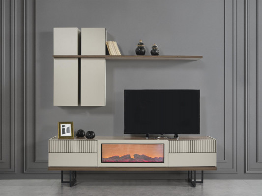 Wunnwand Sideboard mat Kamäin Elektro Schaf tv Stänner rtv Wunnwänn Konsole