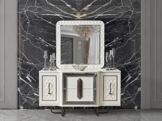 Säitendësch Wäiss Kommode Konsolendësch Spigel 2 Deeler Kommoden Säitendëscher