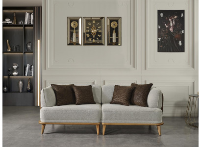 Canapé 3 Sëtzer Gro Elegant Modern Luxus Design Holz Miwwelen Polster Stoff Nei