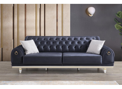 Chesterfield Canapé Sofa 230cm Gepolstert Miwwelen Ariichtung Wunnzëmmer Stoff