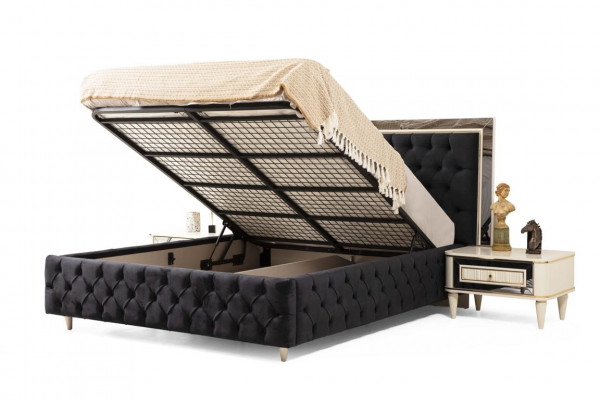 Chesterfield Bett mat gepolstertem Design Luxus Duebel Hotelbetter Luxus