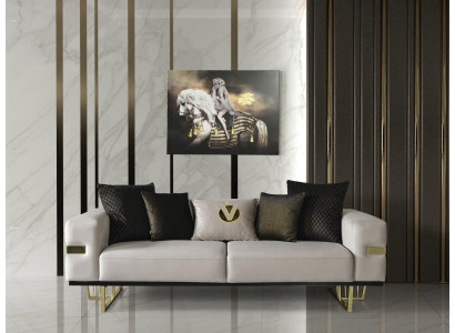 3-Sëtzer Sofa wäiss Sofa Stil Luxus Wunnzëmmer modern Design Stoffpolsterung