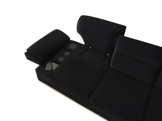 Sofa Couch Miwwel 3+1 Sëtz Couchtisch Sofagarnitur Couchen Sofa Miwwel Schwaarz