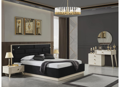 Bett 2x Nuetsdëscher Schminktisch Spigel Luxus Schlofzëmmer Set komplett Miwwelen