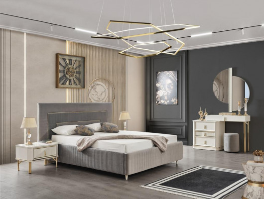 Schlofzëmmer Bett 2x Nuetsdëscher Luxus Better Set Komplett Design Miwwelen 3 Deeler.