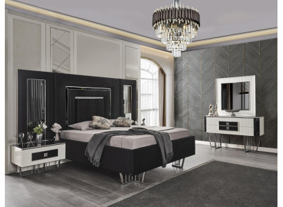 Schlofkummermiwwel Luxusbett Textil mat Nuetsdësch Kommode Spigel 5 Deeler