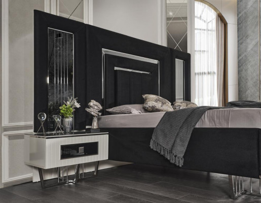 Schlofkummermiwwel Luxusbett Textil mat Nuetsdësch Kommode Spigel 5 Deeler